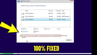 We couldnt create a new partition or locate an existing one When Installing Windows 11107  Fix ✅ [upl. by Melquist432]