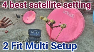 Best Four satellite 2 Feet Dish Multi Setup  70e With 52e 83e 95e Easy dish Antenna Setting [upl. by Arriat]