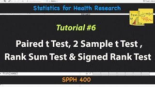 Paired t Test Two Sample t Test Rank Sum Test amp more  Tutorial 6  MarinStatsLectures [upl. by Citarella]