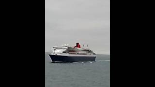 Cunard QM2 and Queen Victoria horn blast greeting ships shorts oceanliner [upl. by Arriat901]