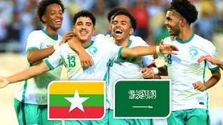 ملخص مباراة السعودية و ميانمار  تصفيات كأس آسيا للشباب 1692022 [upl. by Latrice]