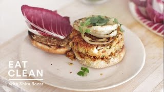 Meatless Quinoa and Feta Burgers  Eat Clean with Shira Bocar [upl. by Nilats344]