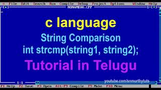 C Tutorial in Telugu  String Comparison strcmp function [upl. by Ennalorac305]