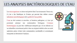 Les Analyses Bactériologiques de lEau Traitée et Brute [upl. by Beau]