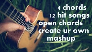 4 open chords 12 Hit Songs GUITAR SIMPLE ACOUSTIC LESSONS BOLLYWOOD MASHUP [upl. by Johnath]