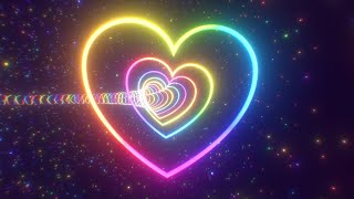 Beautiful Rainbow Heart Twisted Tunnel Light Speed and Sparkle Stars 4K Video Effects HD Background [upl. by Bunch]