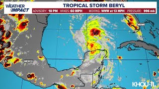 Tropical Storm Beryl tracker Forecast path and spaghetti models [upl. by Lach]