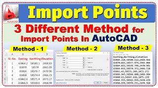 how to Import survey data from excel in AutoCAD  Survey Points importing in AutoCAD [upl. by Ciredor]