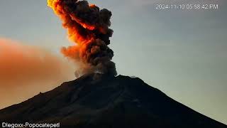 Actividad Volcán Popocatépetl 10 de Noviembre 2024 [upl. by Othello246]