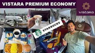 First Experience in Vistaras Luxurious premium economy  Starbucks coffee and many more [upl. by Teik]