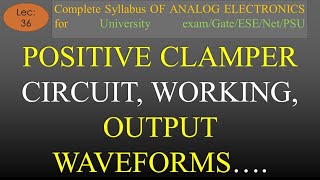 Lec36 Positive Clamper Circuit Working Waveforms or ve Peak Clamper A E R K Classes  Hindi [upl. by Euqinad763]