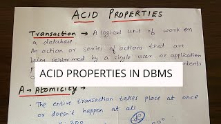 ACID Properties in DBMS With Examples  Indepth Explanation [upl. by Maurreen]