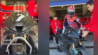 First ride  Iker lecuona with new 2024 CBR Firebladewinter test Jerez [upl. by Ahsya989]