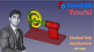 FreeCAD Tutorial How to make a slotted link mechanism  By Vijay freecad cad 3dmodeling design [upl. by Wini]