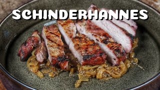 SCHWEINESTEAK aus IDAR OBERSTEIN  SCHINDERHANNES STEAK in ZWIEBELN MARINIERT  BBQVideo  0815BBQ [upl. by Tnattirb94]