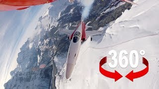 Fighter jet over Lauberhorn ski race  cockpit view 360° [upl. by Shig868]