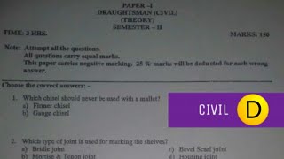 Draughtsman Civil previous question paper NCVT ITI MIS second semester [upl. by Sherl]