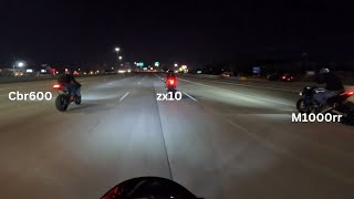 crazy night ride part 1m1000rr zx10 gixxer cbr600rr [upl. by Jovi]