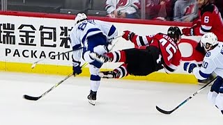 Vatanen slow to get up after huge hit by Kucherov [upl. by Eadas678]