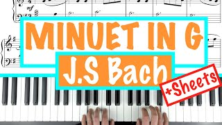 How to play MINUET IN G  JS Bach Petzold Sheet Music Piano Tutorial [upl. by Cran439]