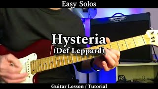 Easy Solos  HYSTERIA  Def Leppard Guitar Lesson  Tutorial [upl. by Ong346]