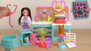 BARBIE Chelsea Pet Vet Playset  Unboxing Chelsea Animal Care Playset With Brownhaired Chelsea Doll [upl. by Airitak254]