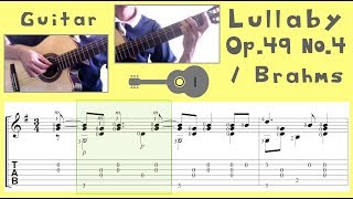 Lullaby Op49 No4  Brahms Guitar Notation  TAB [upl. by Natka]