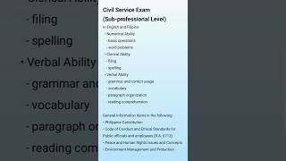 What is the coverage of the Civil Service Exam SubProfessional Level [upl. by Etnaik]