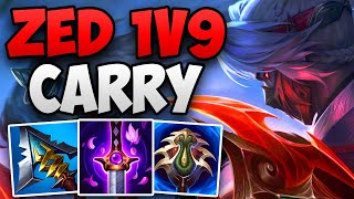 INSANE ZED 1V9 CARRY IN CHALLENGER  CHALLENGER ZED MID GAMEPLAY  Patch 1410 S14 [upl. by Tosch118]