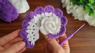 3D⚡💯Crochet Flower💯👌 Very easy crochet rose flower making for beginners crochet [upl. by Ryon]