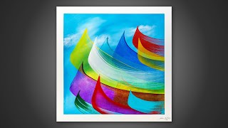 Colorful Abstract Painting Demo With Squeegee  Over The Rainbow [upl. by Lleda]