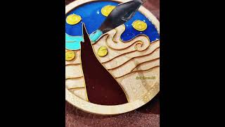 Starry Night Cloisonne Painting Art Coaster for Beginners cloisonnekit cloisonnepainting [upl. by Quintin505]