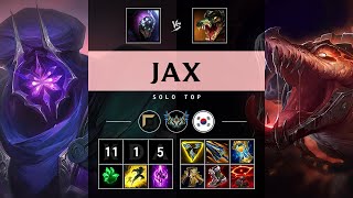 Jax Top vs Renekton Triple Kill Legendary  KR Challenger Patch 1421 [upl. by Ennairol621]