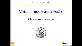 Metabolismo aminoácidos  Glutamato e Glutamína 2021 [upl. by Adieno183]