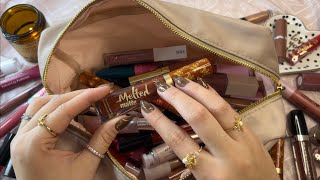 ASMR massive lipsticklipgloss declutter  tapping lid sounds close whispering 1 HOUR [upl. by Lam]