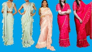 How to make Frill Saree  Ruffle Saree at Home  फ्रिल  रफल साड़ी बनाना सीखे  Krishna Creation [upl. by Quent]