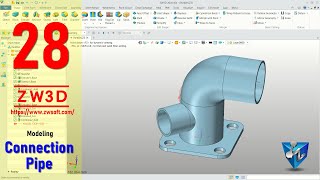 ZW3D Modeling Connection Pipe Tutorial For Beginner [upl. by Soinotna]