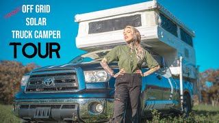 finished TRUCK CAMPER TOUR solar off grid renovation [upl. by Innavoig]