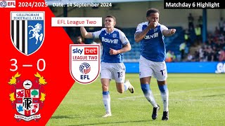 Gillingham 30 Tranmere Rovers Matchday 6 202425 EFL League Two Highlight [upl. by Sarson]