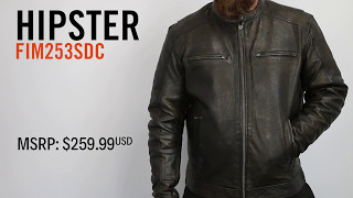 First Mfg Co  Hipster Leather Motorcycle Jacket [upl. by Aynatahs259]