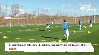 Fussballtraining Die Passlinie mit Torschuss  Passen  Technik [upl. by Genesa]