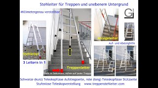 wwwteleskopleitercom Die Treppenleiter die auf jeder Treppe steht [upl. by Lezti]