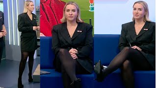 Eleanor Roper LegsTightsHeels in Short Black Dress  Sky Sports News 9122023 [upl. by Gloriane]