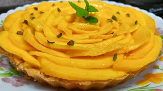 Mango tart  mango custard tart  no bake tart  no bake mango tart recipeeggless mango tart recipe [upl. by Thomajan]