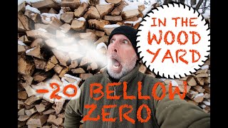 22 Splitting Firewood  In a wind chill of 20°F [upl. by Aimit]