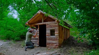 Building a Survival Dugout Shelter With Fireplace amp Grass Roof  FROM SCRATCH [upl. by Ahsi]