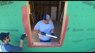 Building an addition part 7  Liquid Flashing installing doors and windows [upl. by Ardnaed]