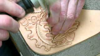 Western Culture ⭐ Leather tooling oak leaves and acorns  Part 2  leather craft [upl. by Nahc]