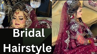 Bridal hairstyle  Easy hairstyle step by step [upl. by Garbers]