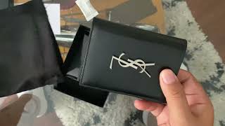 Saint Laurent YSL Leather Bifold Wallet UNBOXING [upl. by Airrat]